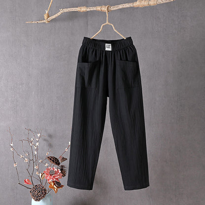 Noor - Comfortabele Linnen Broek Dames met Elastische Taille en Grote Zakken