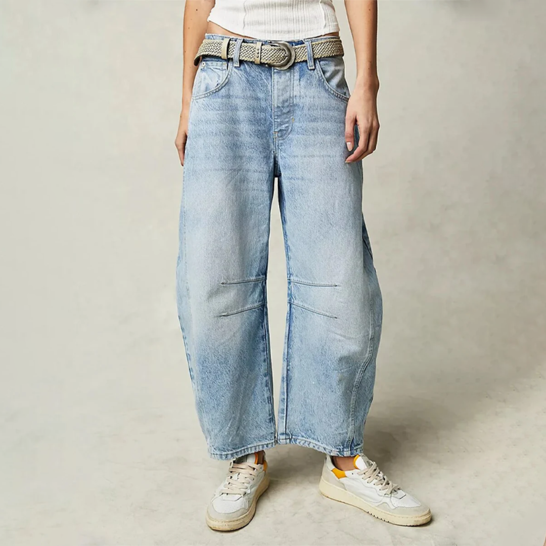 Noor - Dames Baggy Jeans voor de Herfst met Tapse Pijpen en Hoge Taille
