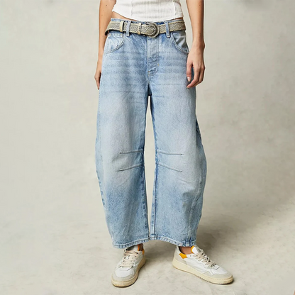 Noor - Dames Baggy Jeans voor de Herfst met Tapse Pijpen en Hoge Taille