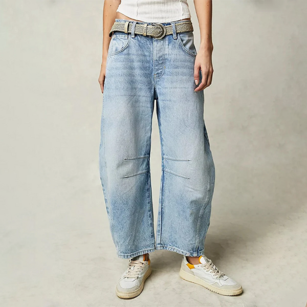 Noor - Dames Baggy Jeans voor de Herfst met Tapse Pijpen en Hoge Taille