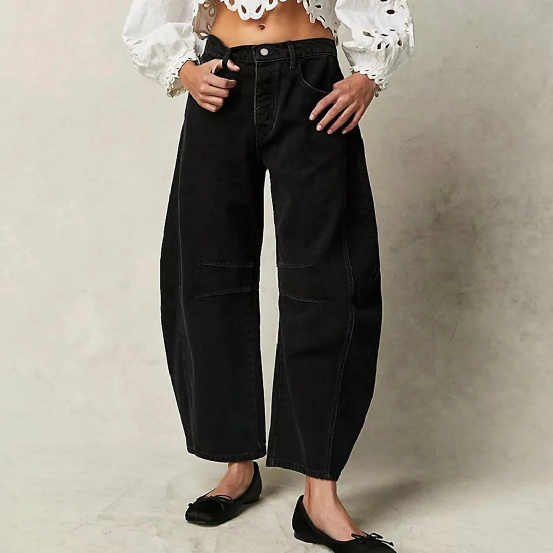 Noor - Dames Baggy Jeans voor de Herfst met Tapse Pijpen en Hoge Taille
