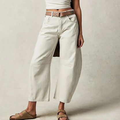 Noor - Dames Baggy Jeans voor de Herfst met Tapse Pijpen en Hoge Taille