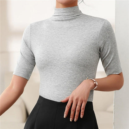 Noor - Dames Coltrui met Ribstructuur Driekwart Mouw en Lichte Stof