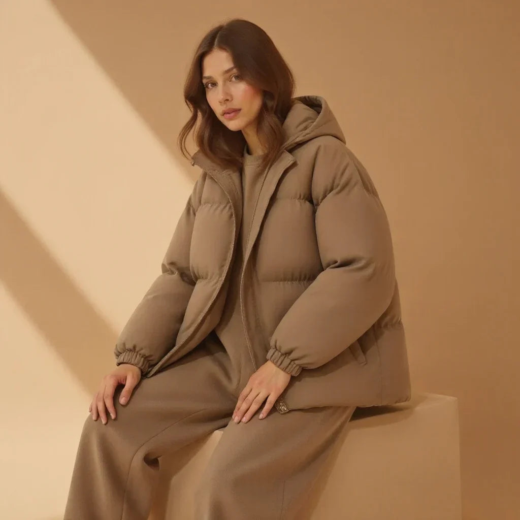 Noor - Dames Winterjas Gewatteerd Puffer Model met Capuchon en Rits