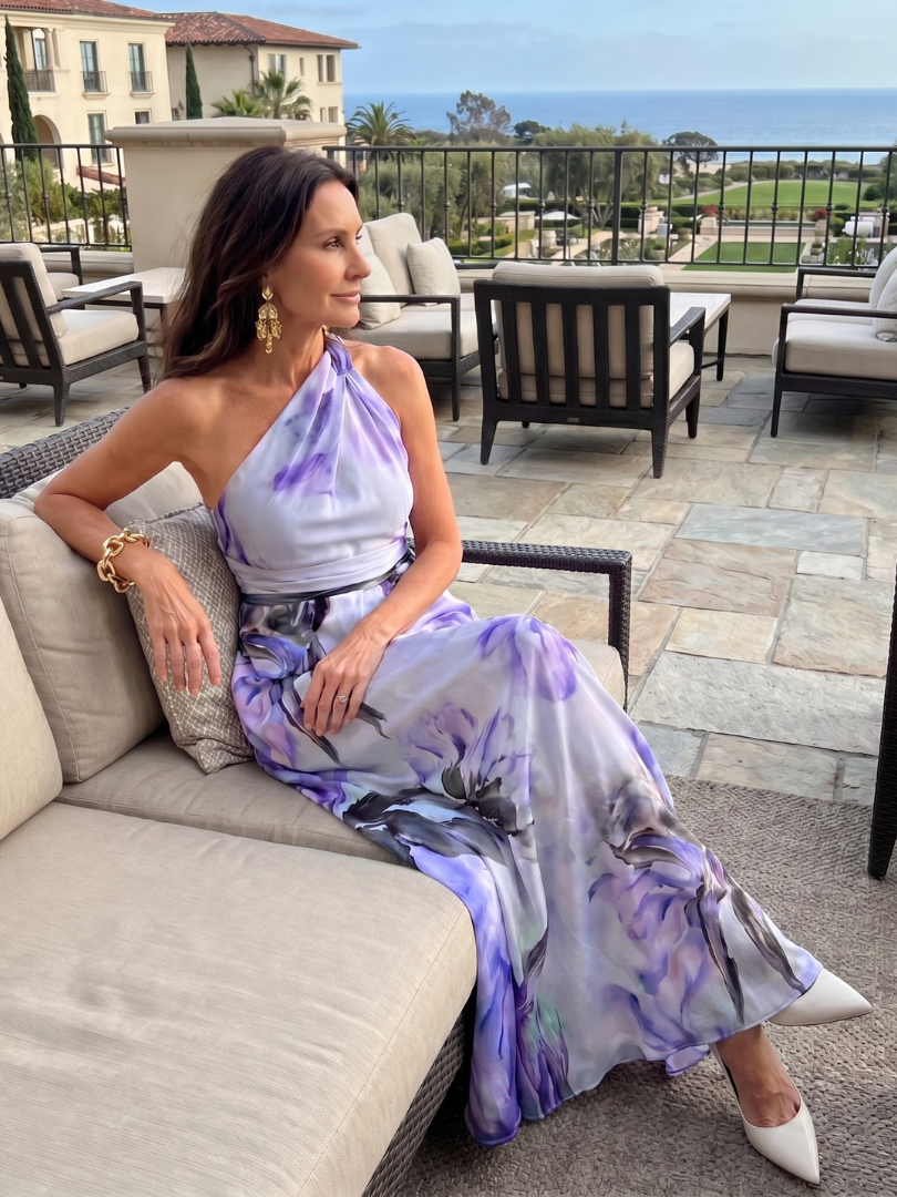 Noor - Elegante Bruiloft Gast Jurk Dames Maxi met Halterhals en Bloemenprint