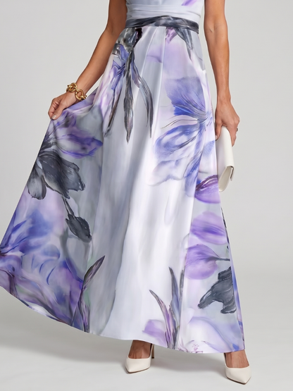 Noor - Elegante Bruiloft Gast Jurk Dames Maxi met Halterhals en Bloemenprint