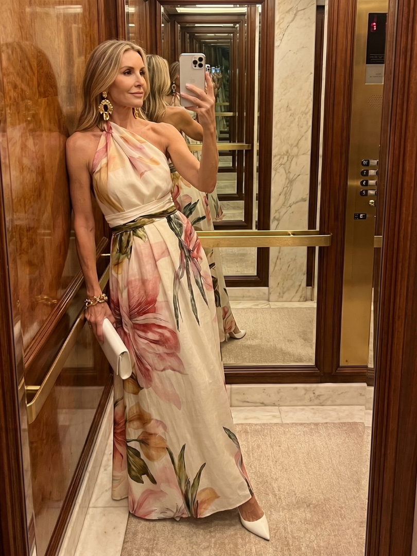 Noor - Elegante Bruiloft Gast Jurk Dames Maxi met Halterhals en Bloemenprint