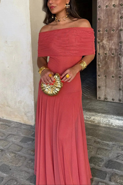 Noor - Elegante Bruiloft Gastenjurk Dames met One Shoulder en Vloeiende Maxi Rok