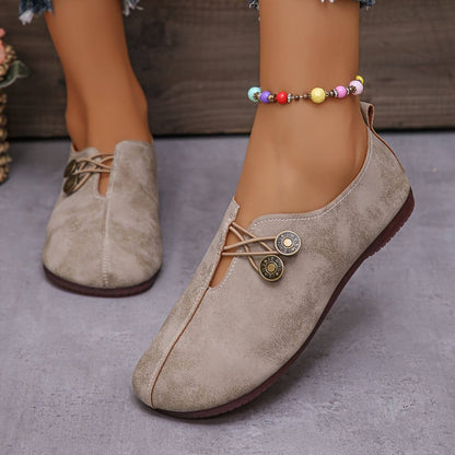 Noor - Orthopedische Instappers Dames met Knopdetail en Comfortabele Zool