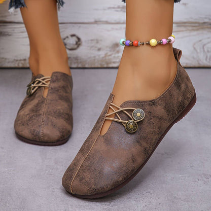 Noor - Orthopedische Instappers Dames met Knopdetail en Comfortabele Zool