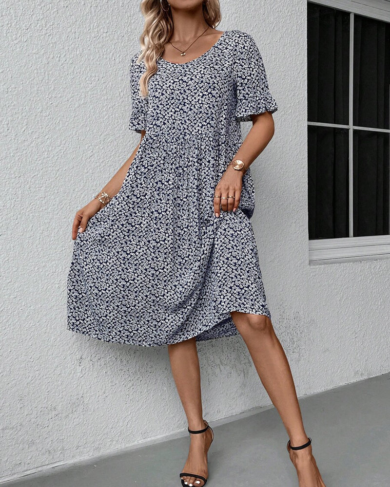 Noor - Romantische Bruiloft Gastenjurk Dames met Ruffle Mouwen en Bloemenprint