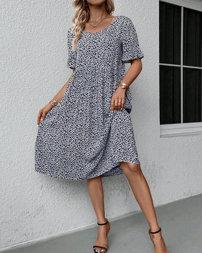 Noor - Romantische Bruiloft Gastenjurk Dames met Ruffle Mouwen en Bloemenprint