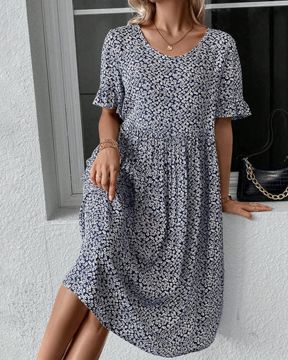 Noor - Romantische Bruiloft Gastenjurk Dames met Ruffle Mouwen en Bloemenprint