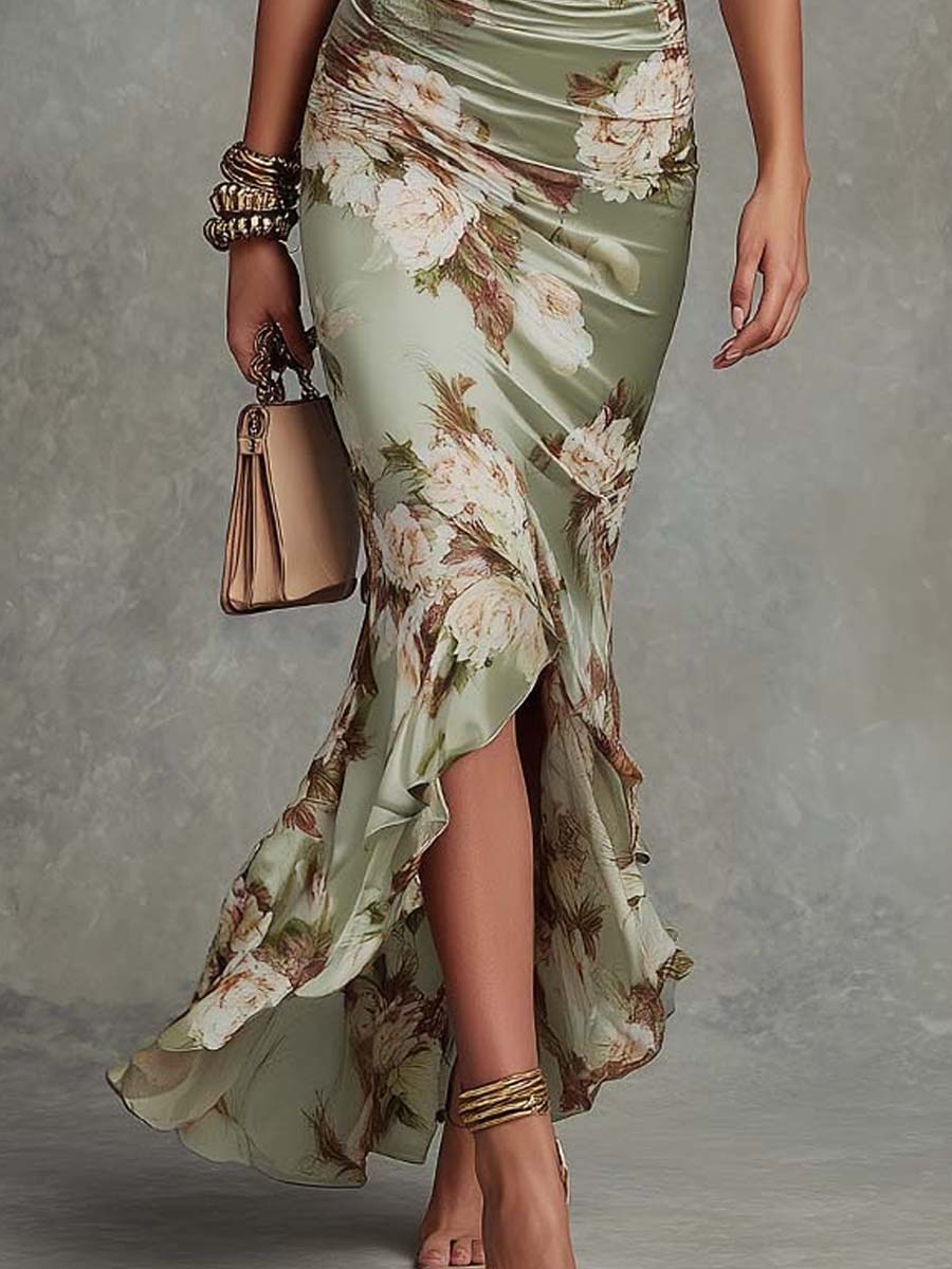 Noor - Romantische Maxi Jurk Dames met V-hals en Ruches Mouwen