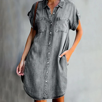 Noor - Stoere Zomerjurk Dames met Hemdkraag en Knoopsluiting