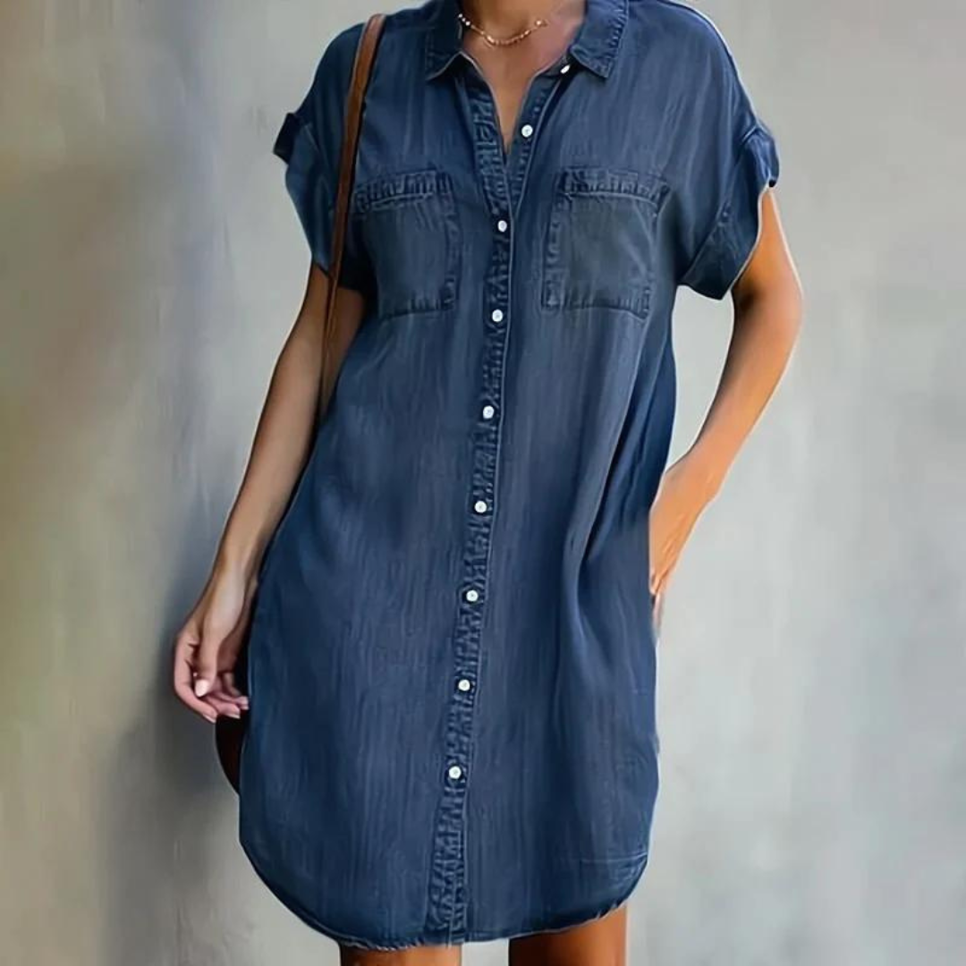 Noor - Stoere Zomerjurk Dames met Hemdkraag en Knoopsluiting