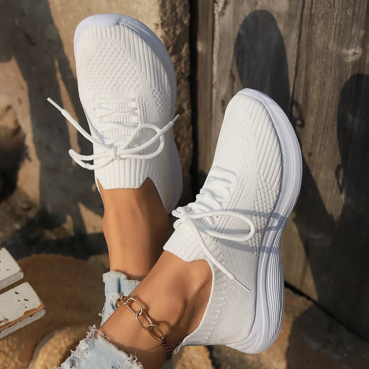 Noor - Trendy Comfortabele Sneakers Dames met Ademende Sock-fit en Flexibele Zool