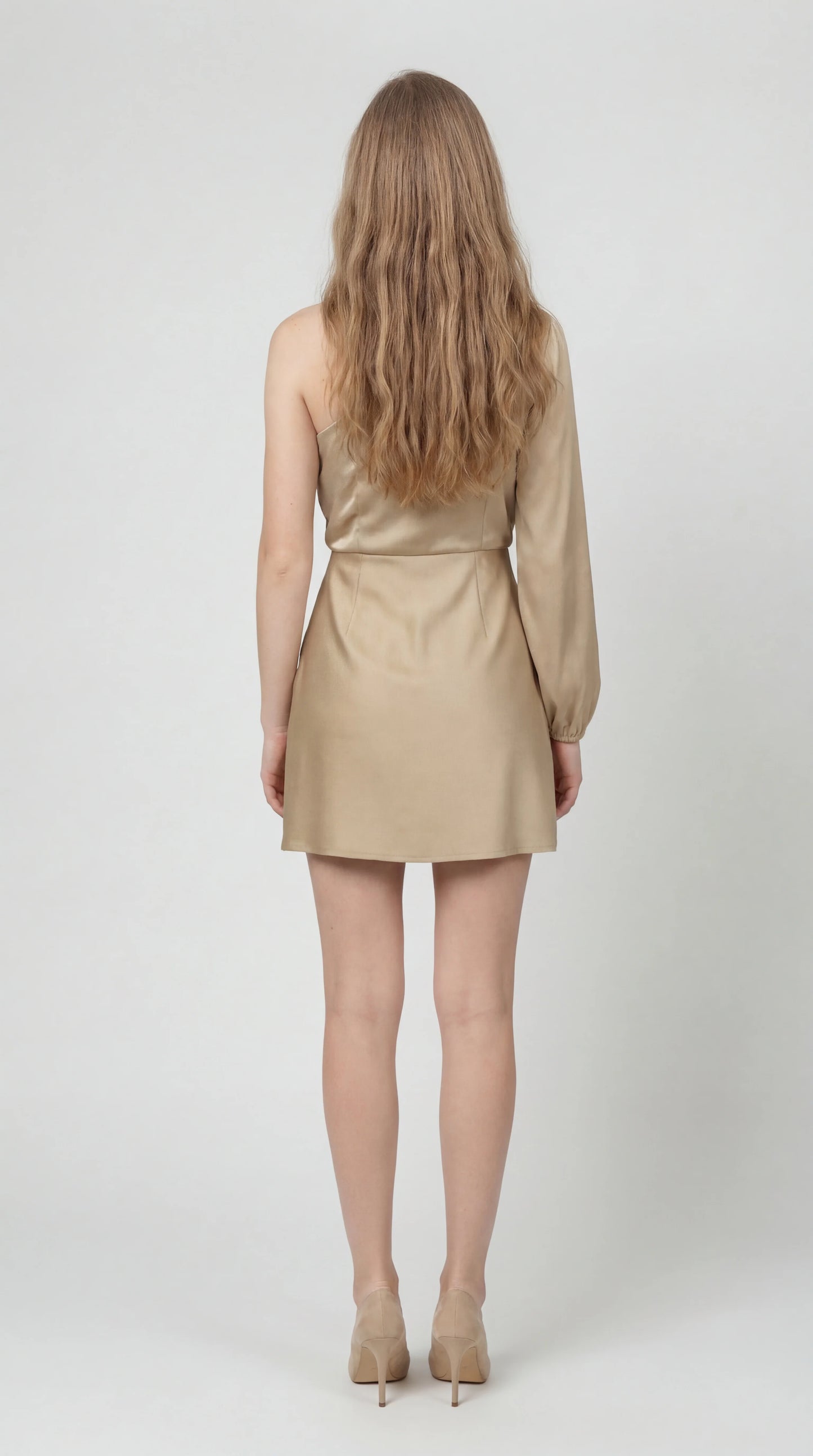 Noor - Trendy Herfst Bruiloft Gast Jurk Dames met Asymmetrisch Model en Drapering