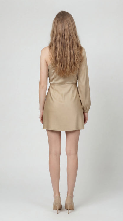 Noor - Trendy Herfst Bruiloft Gast Jurk Dames met Asymmetrisch Model en Drapering