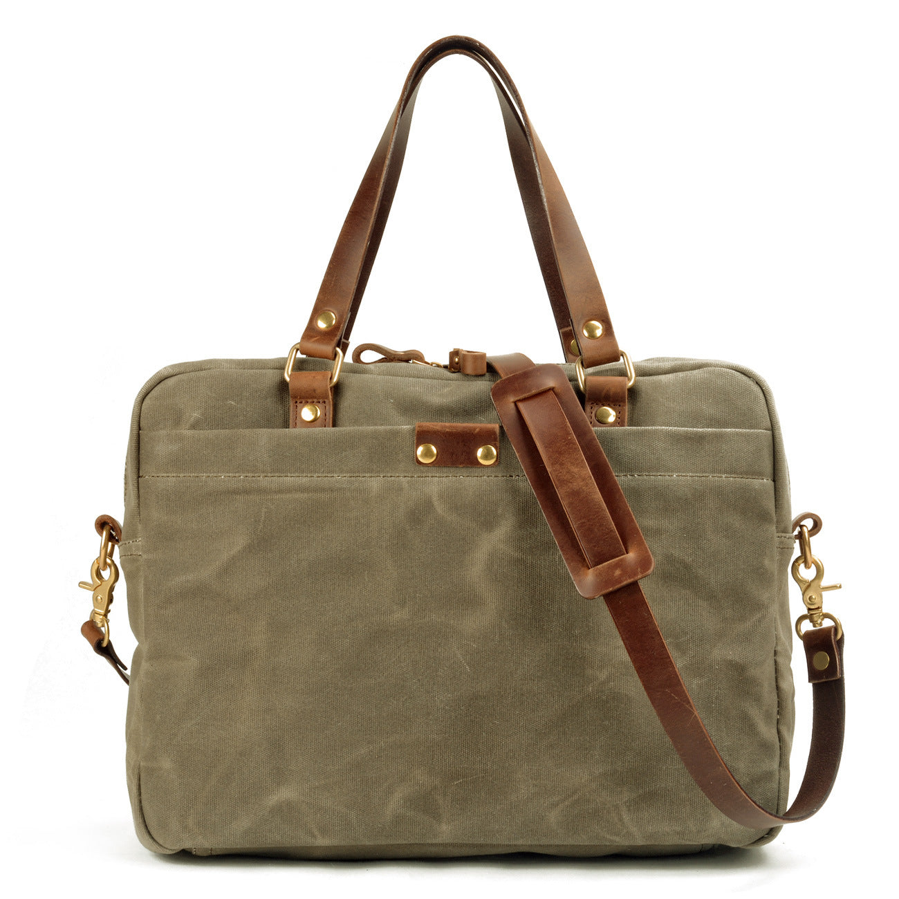 Tas Heren - Stoere Laptoptas met Contrasterende Handgrepen en Gouden Studs