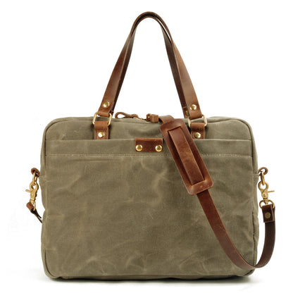Tas Heren - Stoere Laptoptas met Contrasterende Handgrepen en Gouden Studs