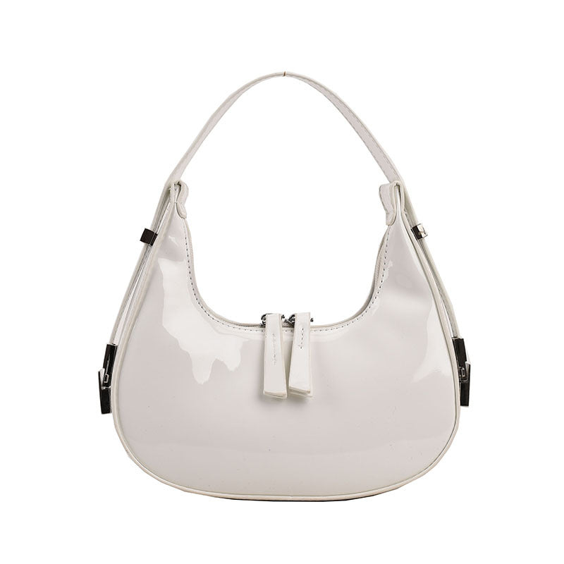 Tas Dames - Glanzende Hobo Stijl met Rits en Zilver Detail | Chic