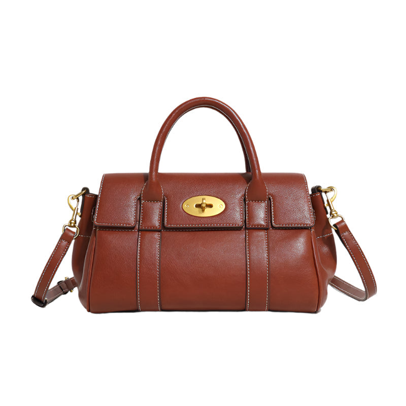 Tas Dames - Klassieke Satchel met Gouden Draaislot en Schouderband | Chic
