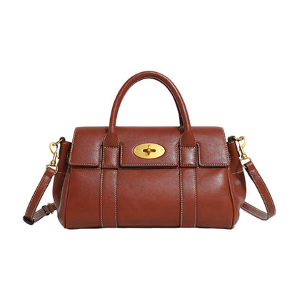 Tas Dames - Klassieke Satchel met Gouden Draaislot en Schouderband | Chic
