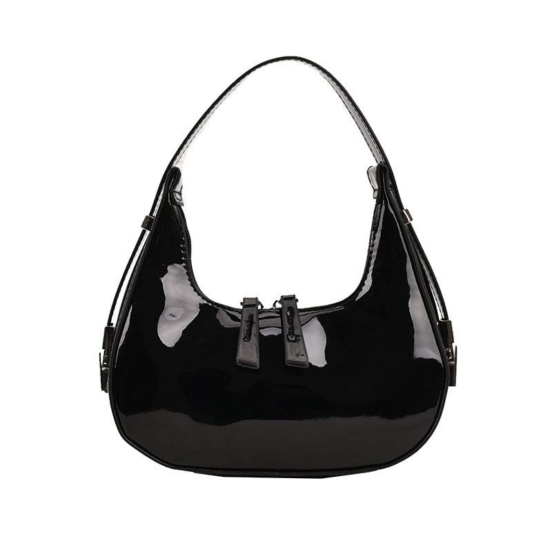 Tas Dames - Glanzende Hobo Stijl met Rits en Zilver Detail | Chic
