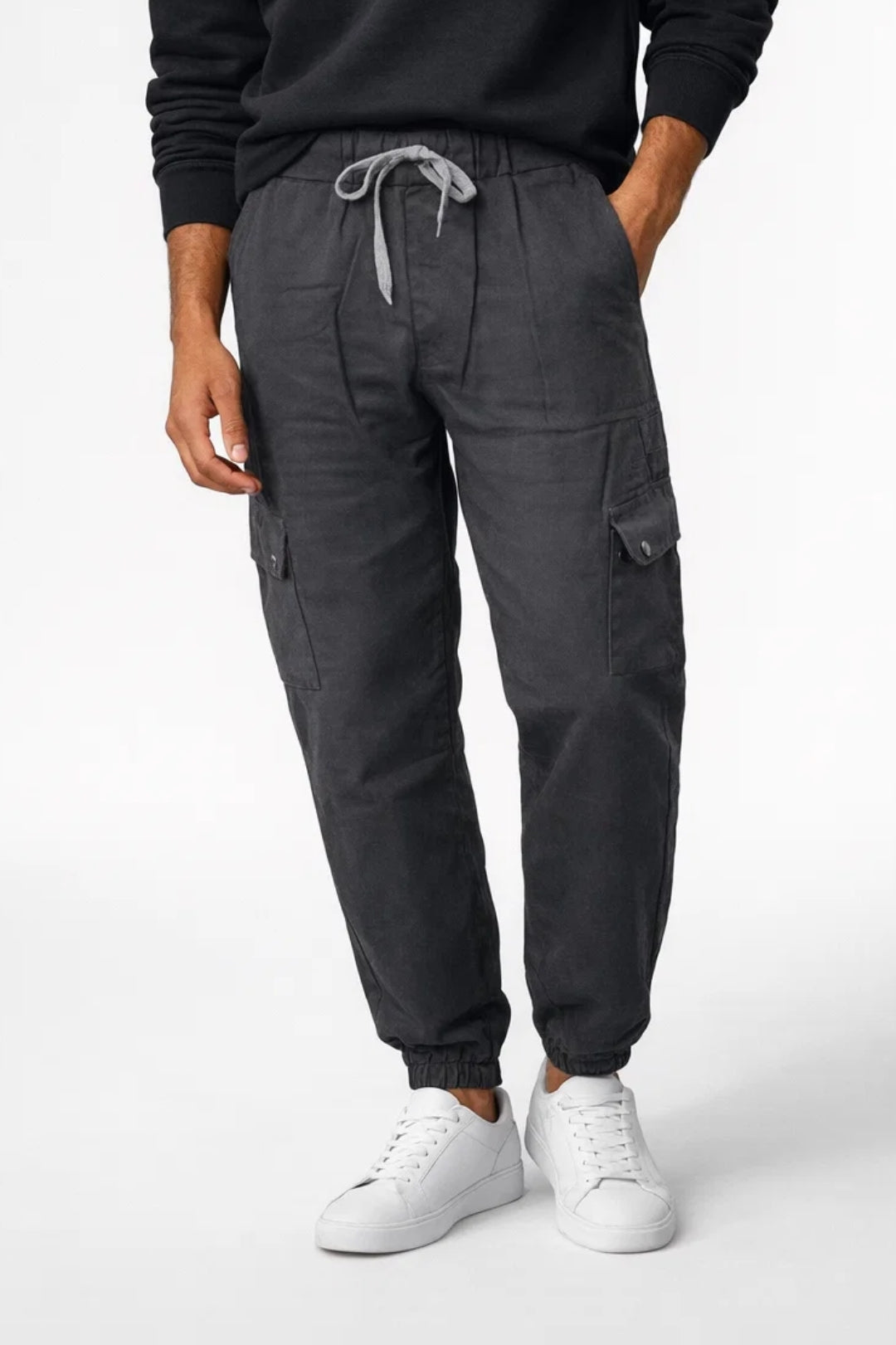 Broek Heren - Relaxed Fit Cargo met Trekkoord en Elastische Zoom | Casual
