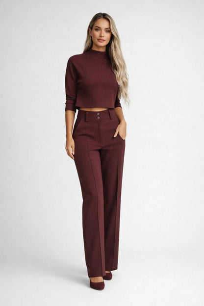 Co-ord Set Dames - Crop Top met Wijde Broek | Elegant