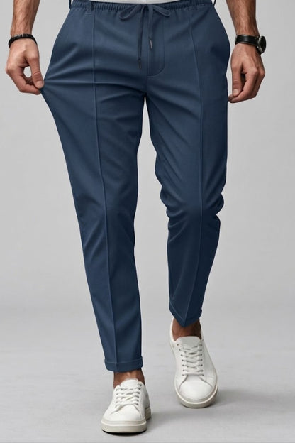 Pantalon Heren - Elastische Taille met Trekkoord en Persvouw | Slim Fit