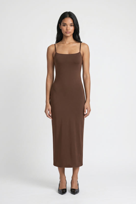 Midi Jurk Dames - Getailleerd | Spaghettibandjes