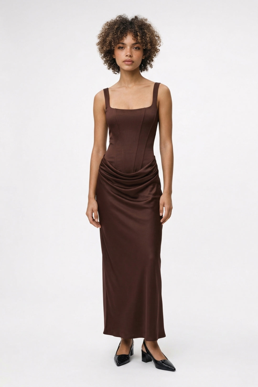 Maxi Jurk Dames - Strakke Pasvorm met Corset en Vierkante Hals | Chique