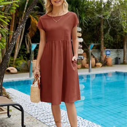 Jurk Dames - Korte Mouwen met Geplooide Taille | Zomer