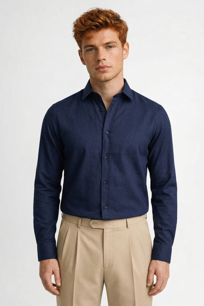 Overhemd Heren - Slim Fit met Getailleerde Snit en Manchetten | Elegant
