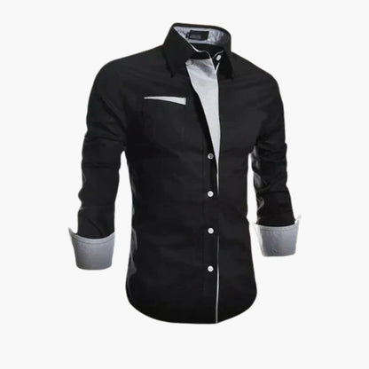 Overhemd Heren - Slim Fit met Contrastbies en Knoopsluiting | Klassiek