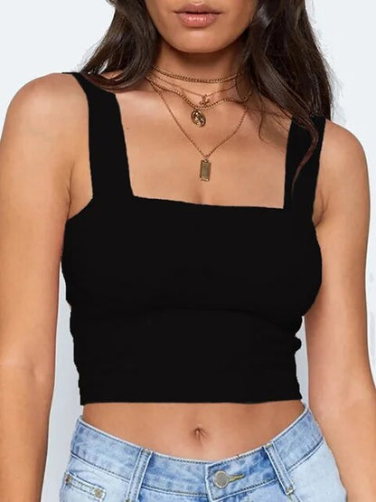 Top Dames - Mouwloze Crop Top met Vierkante Hals | Zomer