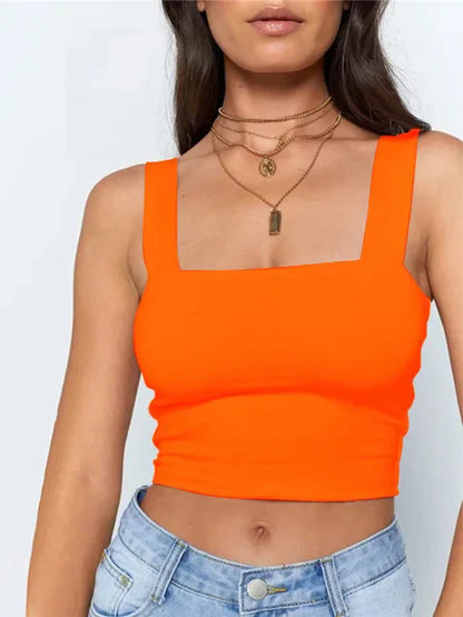 Top Dames - Mouwloze Crop Top met Vierkante Hals | Zomer