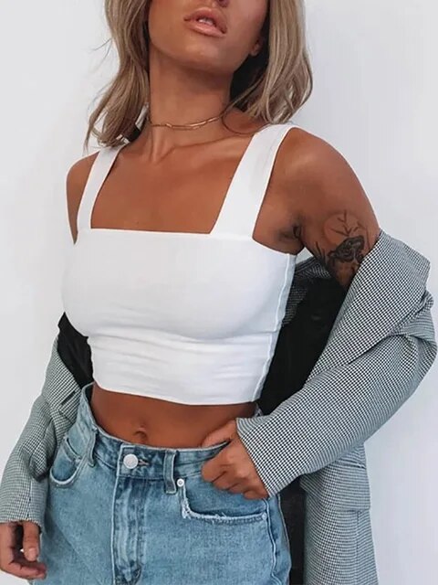 Top Dames - Mouwloze Crop Top met Vierkante Hals | Zomer