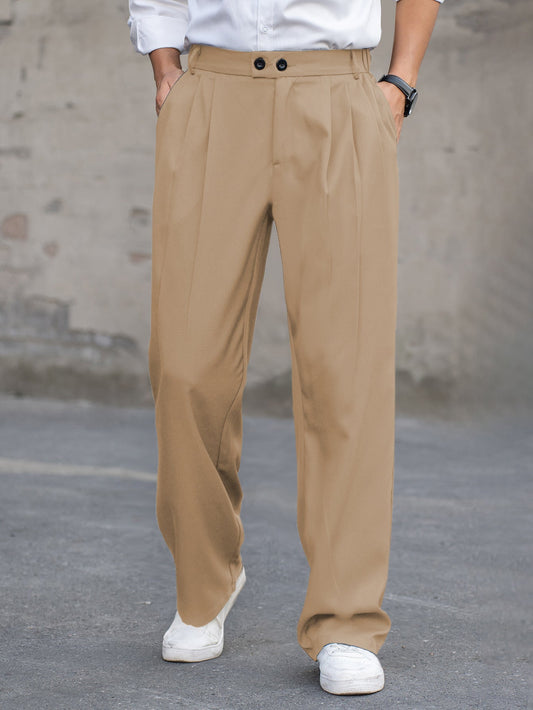 Pantalon Heren - Wijde Relaxed Fit met Hoge Taille | Casual