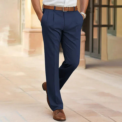 Pantalon Heren - Getailleerde Rechte Snit met Plooi | Chique