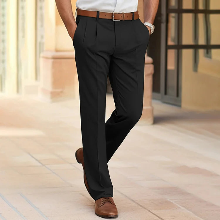 Pantalon Heren - Getailleerde Rechte Snit met Plooi | Chique
