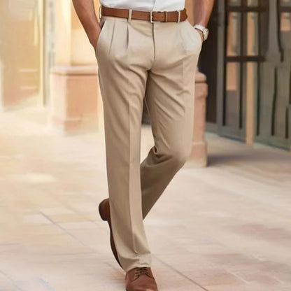 Pantalon Heren - Getailleerde Rechte Snit met Plooi | Chique