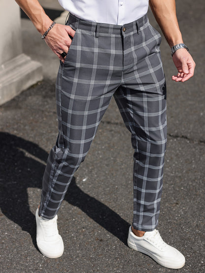 Pantalon Heren - Slim Fit Geruit Patroon met Rechte Pijp | Chique