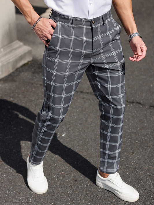 Pantalon Heren - Slim Fit Geruit Patroon met Rechte Pijp | Chique