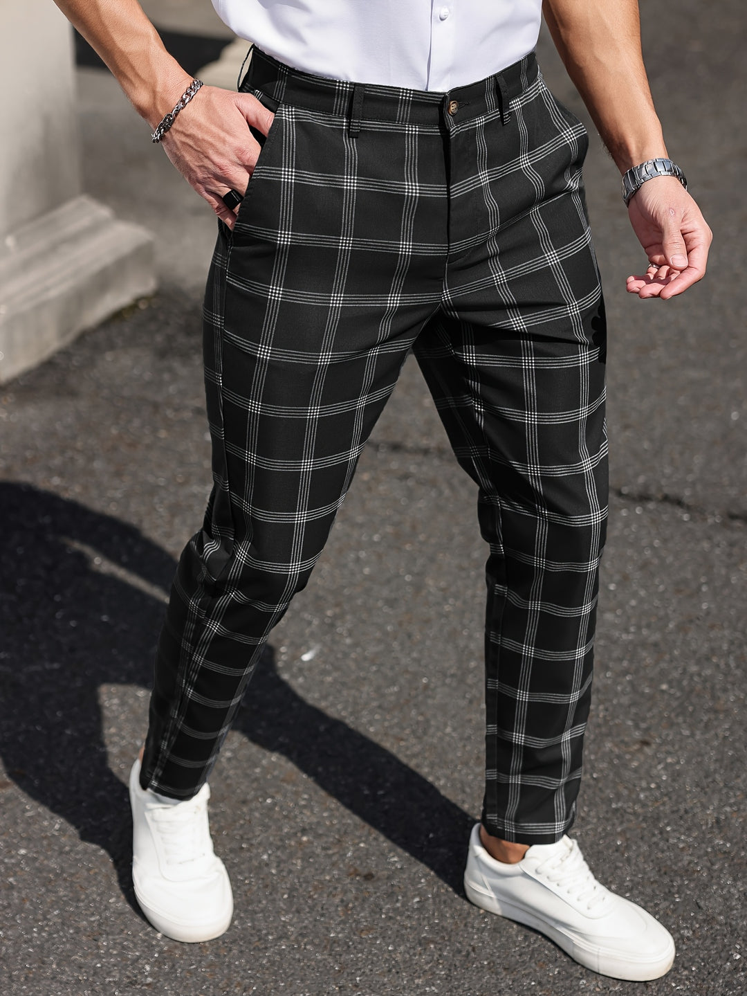 Pantalon Heren - Slim Fit Geruit Patroon met Rechte Pijp | Chique