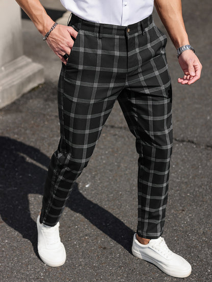 Pantalon Heren - Slim Fit Geruit Patroon met Rechte Pijp | Chique