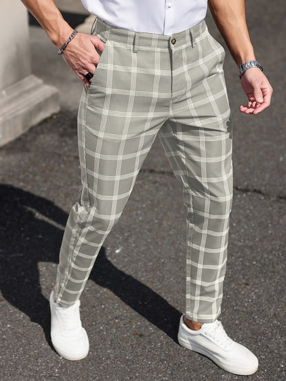 Pantalon Heren - Slim Fit Geruit Patroon met Rechte Pijp | Chique