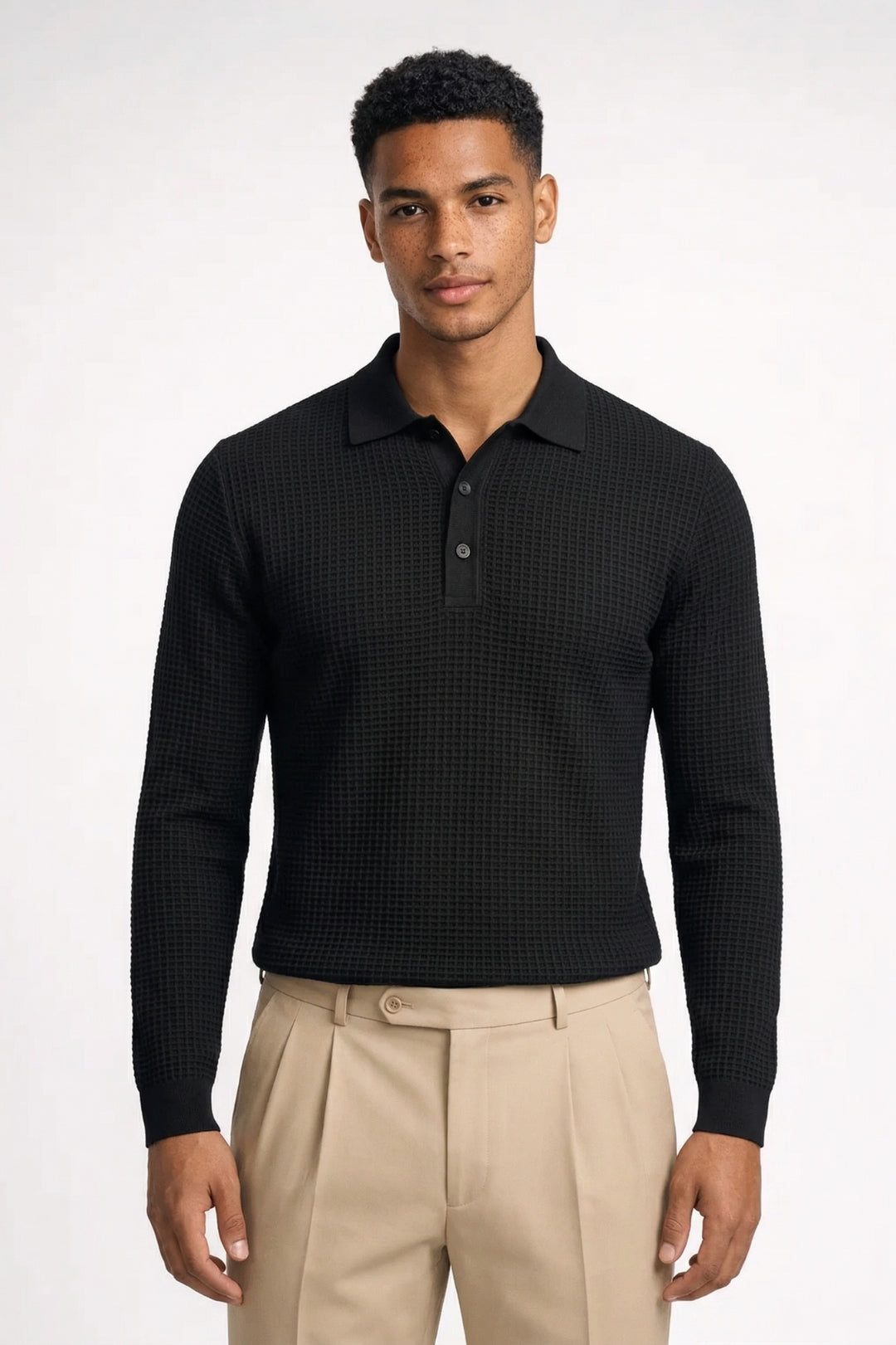 Polo Heren - Gebreid met Lange Mouwen en Polokraag | Elegant